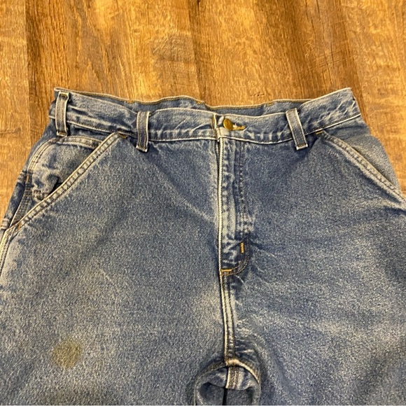 Vintage Carhartt Flannel Lined Carpenter Distressed Jeans - Picture 3 of 12